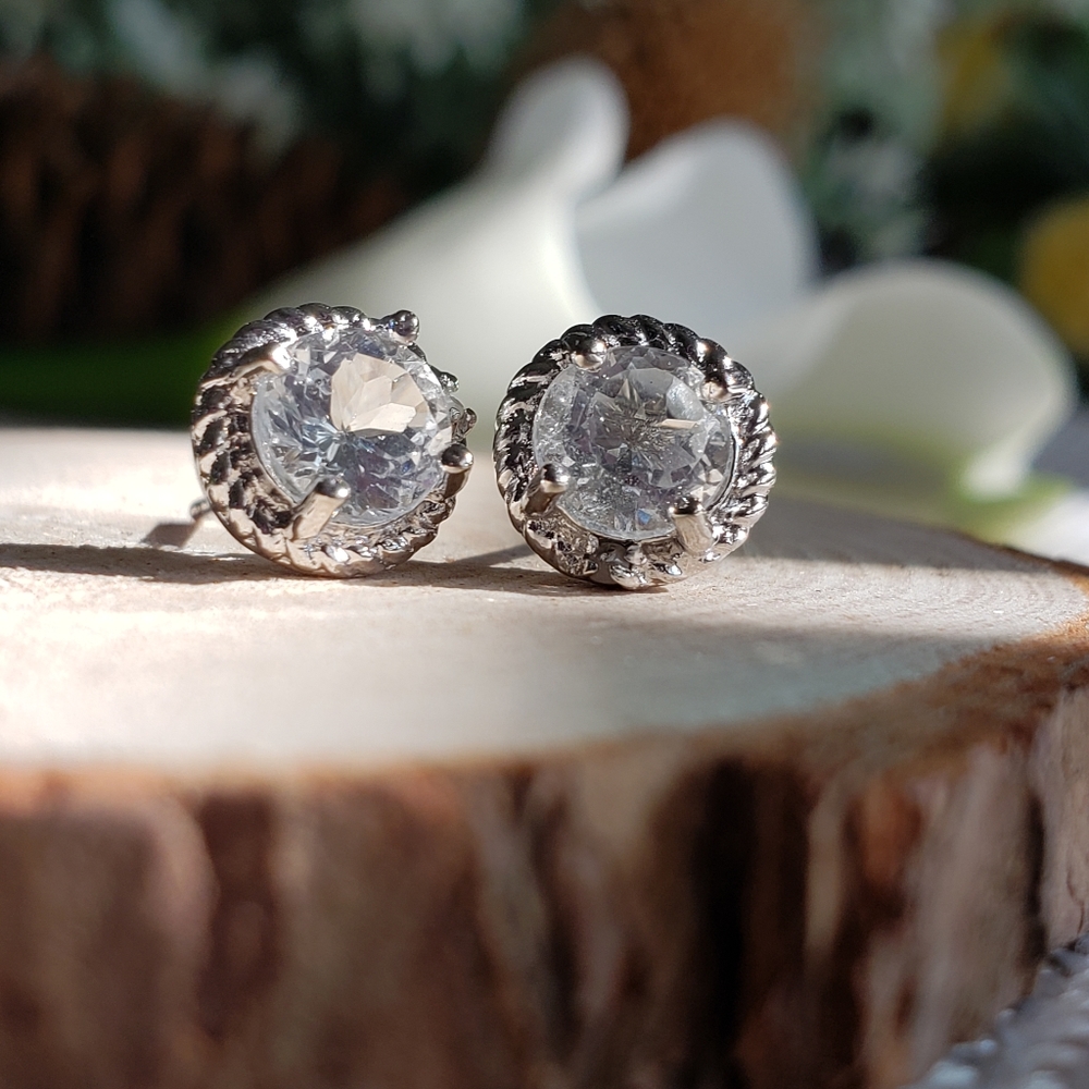 ⚫ White Topaz Sterling Silver Earrings